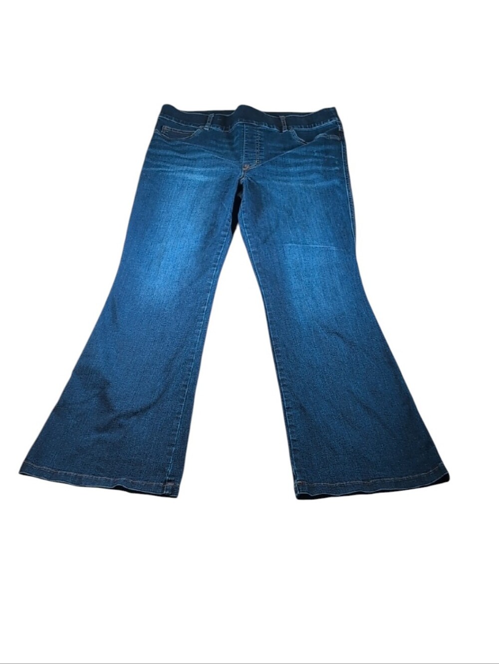 Spanx Pull-On Dark Wash Flare/Boot Cut Jeans Size 1X Tall